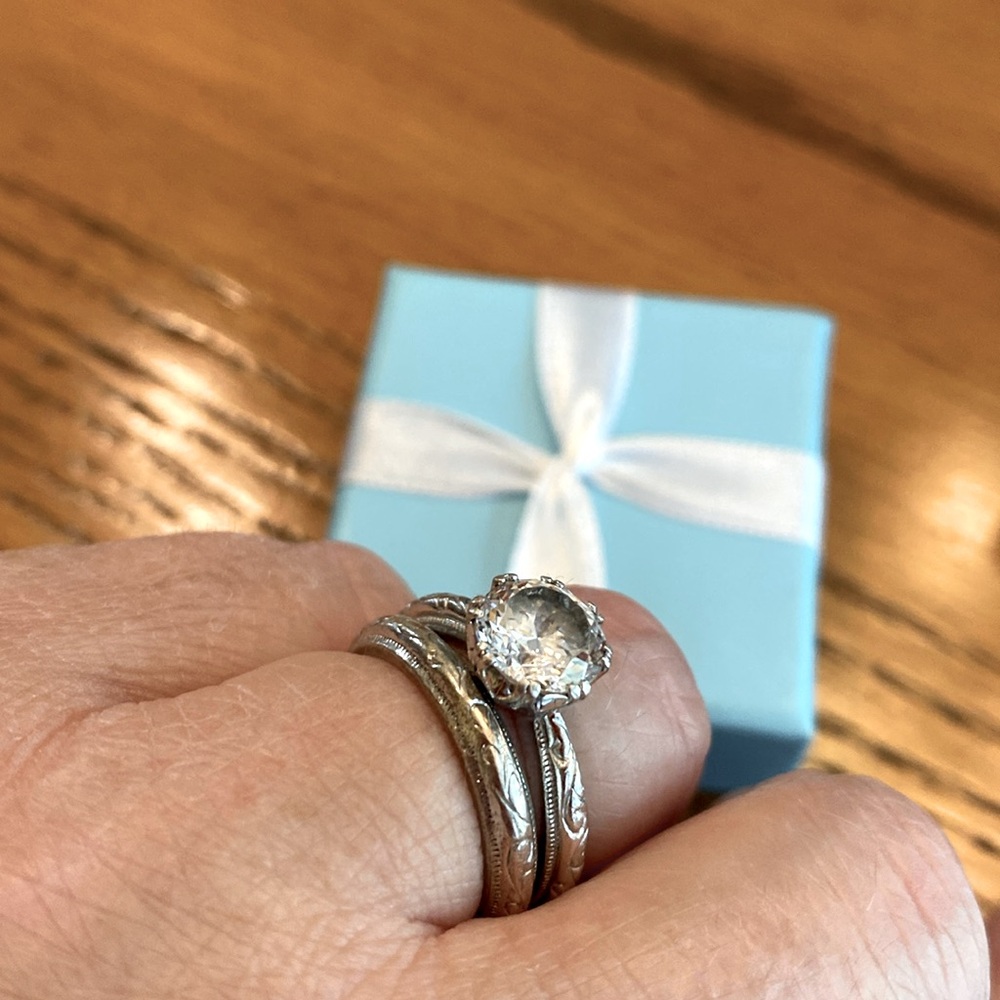 Wedding band set with Dominique stone from QVC